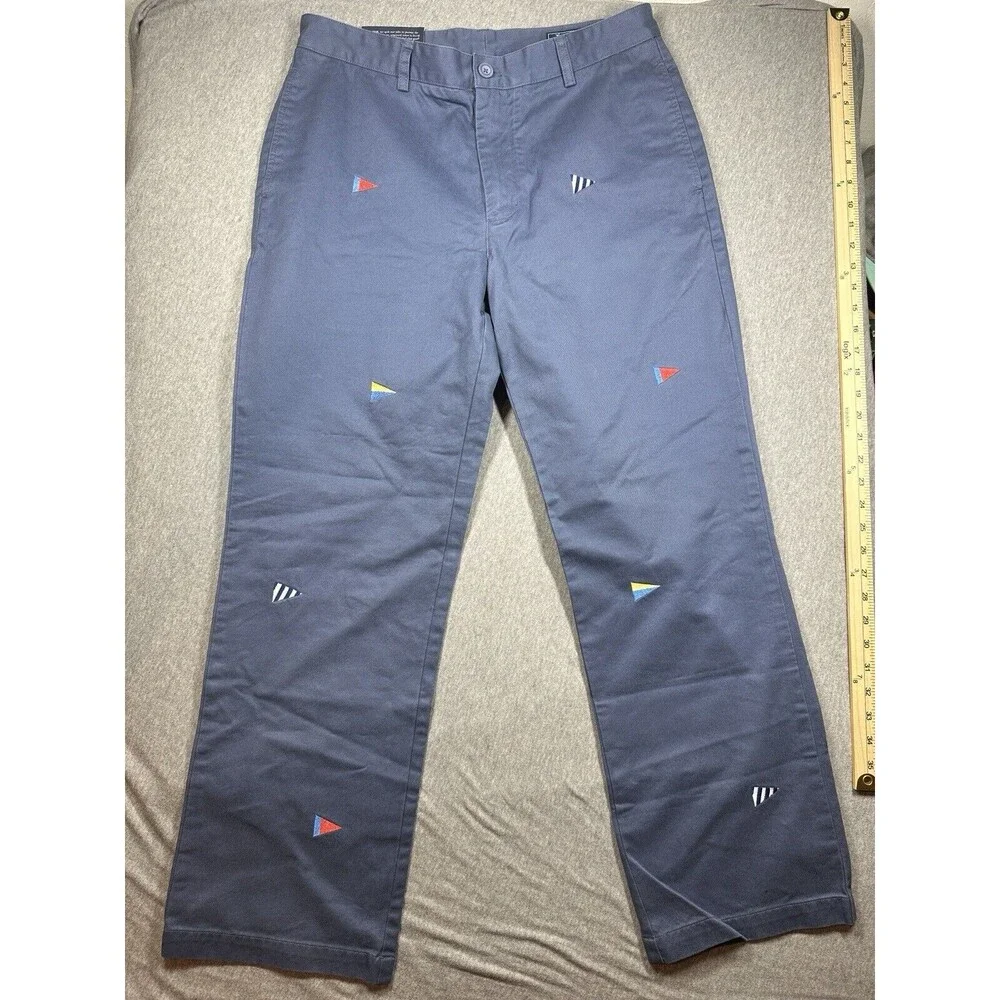 Vineyard Vines Men 34x30 Blue Embroidered Nautical Flag Club Pant